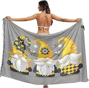 [RPLIFE] Cute Gnomes Sprint Beach Cover Up Sarong, Tassel Sarong for Summer Beach/pool, Large, Cute Gnomes Sprint, Medium