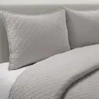 Lush Decor Quilt Set Belgian Flax Linen Diamond Quilting, Gray, Full/Queen