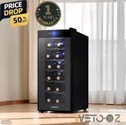 35L Wine Cooler Fridge 12 Bottles LED light 10°C-18°C thermo-electric cooling