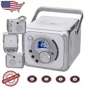 Versatile Bluetooth FM Stereo Boombox with CD Player – Portable Silver Design