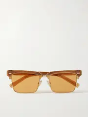 [Miu Miu Eyewear] Miu Miu Eyewear - Square-frame Acetate And Gold-tone Sunglasses - Light brown - One size One size Brown
