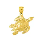 14K Gold 22MM Sea Turtle Pendant