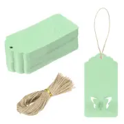 200Pcs Kraft Paper Gift Tags String 3.5 x 1.6 Inch Wave Shape Light Green
