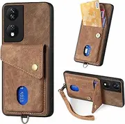 Compatible with Oppo A78 5G (Not 4G) Wallet Cover,Compatible with Oppo A58 5G (Not 4G) Card Holder [PC+TPU+PU] 3 in 1 Kickstand Phone Case Brown