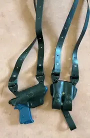 Armadillo Black Leather Horizontal Miami Vice Shoulder Holster P4-ppk