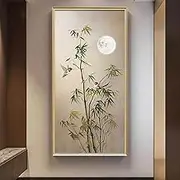 Modern 100% Hand Painted Big Size Artwork - Chinese Style Bamboo Leaves Texture On Canvas Home Oil Painting,Artwork Picture Decoration for Office Living Room Bedroom Stairway Decoration,As Shown,15