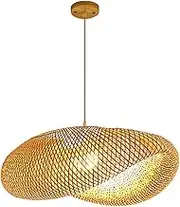 Simple Vintage Weaving Pendant Lights Natural Bamboo and Rattan Woven Hanging Lamp Adjustable,Retro Style Rattan Chandelier Weaving Natural Ceiling Hanging Light for Dining Room Living Room Restaurant