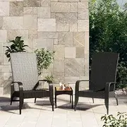 Garden Adirondack Chair - Rattan Outdoor Patio Lounge Chair, Black Poly Furniture for Balcony, Deck, Stackable Seating