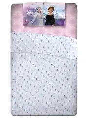 Disney Frozen Full Sheet Set Anna & Elsa Microfiber Bed Sheets, Pink Purple