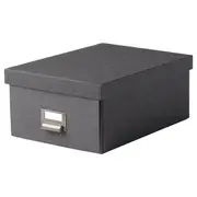 TJOG storage box with lid, dark grey, 25x36x15 cm