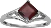 [MOONEYE] 925 Sterling Silver And Square Cut Garnet Split Shank Ring