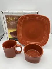Fiestaware Paprika Square 3 PC. Place Setting HLC USA WV Fiesta(NEW IN BOX)
