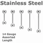 5 pc 14G 316L SURGICAL STEEL UNIVERSAL PIERCING BARBELL TONGUE RINGS NIPPLERINGS