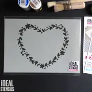Heart Wreath Floral Flower Stencil Shabby Chic Decor Craft Paint Stencil