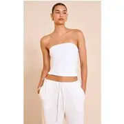 White Textured Bandeau Top, White