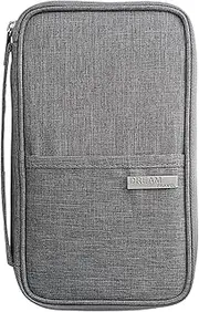 [ZhangXinYu] Travel Passport Wallet Family Passport Holder Document Organizer for Women & Men, Grey, Travel Wallet for Flight Tickets, ID/Credit Card, Money, Waterproof Passport Cover with Wrist Strap