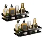 2X Black Wall Rack Shelf Organiser Bathroom Kitchen Shower Storage Caddy