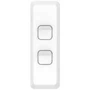Clipsal Pro Series, 2 switches, architrave, vertical, 1 or 2 way, 10 AX, White - P3042A-XW