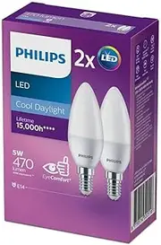 Philips 5 Watt 470 Lumens Globe Cool Daylight LED Candle Light Bulb (Pack of 2)