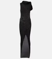 [Rick Owens] Rick Owens Banded T virgin wool maxi dress AU 14 black