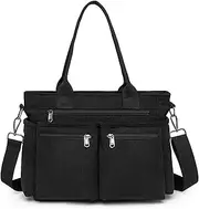 [Lamprod] Corduroy Crossbody Tote Bag for Women Cute Shoulder Bag Large Messenger Bag Commuter School Purse Handbag Work Multi Pocket