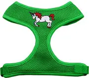 Unicorn Embroidered Soft Mesh Pet Harness Emerald Green Medium