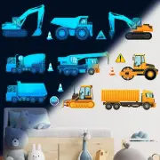 Construction Wall Decals Glow in the Dark Wall Stickers City Vehicles Car Wall D