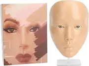 Makeup Practice Face, Silicone Mannequin for Makeup Practice, 5D Silicone Full Face Practice Eyelash Eye Shadow, for Emerging Makeup Artist, Beginners, Girl Present (White Skin)