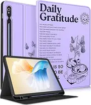 [Wazzasoft] for Samsung Galaxy Tab S10 Fe/S9 Fe Case - Tab S9 Case for Women Girls Cute Kawaii Design Girly Quotes Pretty Teens Unique Folio Tablet Cover with Pencil Holder