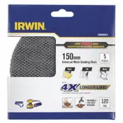 Irwin 150mm 120 Grit Orbital Sanding Disc - 5 Pack