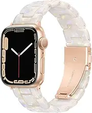 Vamyzji Compatible with Apple Watch Band 42mm(Series 10) 41mm 40mm 38mm, Adjustable iWatch Strap with Stainless Steel Buckle for Apple Watch Series 10 9 8 7 6 SE 5 4 3 2 1(Colourful white Rose Gold)