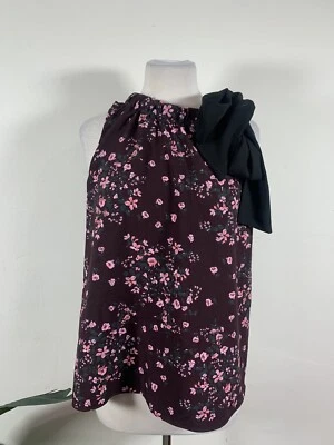 PEARL wine Multi Color Floral Crepe Halter Top, Size M, $295