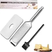 lafomukea Cheese Grater, Zester Grater, Fine, Parmesan Grater, Hand Grater, Kitchen Grater, Stainless Steel, with Protective Cover and Cleaning Brush