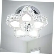 Crystal Ceiling Light Modern Mini Chandelier Flower LED 9.1 Inch Cool White