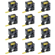 12PK Black on Glod 12mm D1 45023 Label Tape For DYMO LabelManager 200 450 PC II
