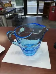Blue Georgian Honeycomb Pitcher-Vintage Mosser Glass