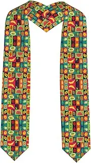 [SKKNT] Art Style Fruit Print Graduation Shawl Stole For Academic Commencements Honor Sash Congratulations Gift