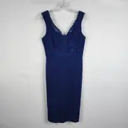 Grace Karin Bodycon Dress Women's M Sleeveless Blue Lace Patchwork Midi NWT