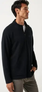 NWT Travis Mathew Heater Black Waffle 1/4 Zip Pullover Mens Medium