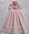 Jazberryz Kitchen Hanging Hand Towel ROSES on Baby Pink Button Close Handmade