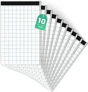 Graphing Paper 5x8 Legal Pad, 2x2 Grid Notepad, Pack of 10, East-Tear Perforation Small Graph Paper Notebook, Square Notepad 5x8 Blue Lines, 80GSM Premium Paper Quad Grid Paper, 30 Sheets/ Pad