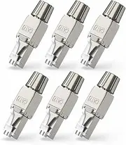 Cat7 Cat6A RJ45 Connector 6-Pack, Tool-Free Zinc Alloy Shielded Ethernet Termination Plugs for Cat7 up to 23AWG Solid Bulk S/FTP Ethernet Cable