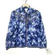 NWT Alfred Dunner Quilted Embroidered Jacket Size MP Embellished Casual Church