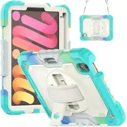 MCC Shockproof iPad mini (A17 Pro) 8.3" 2024 Strap Rugged Colourful Case Cover Apple mini7 7 [Colourful+Light Blue]