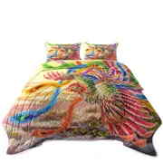 Colorful Art Houou Japanese Phoenix Coverlet