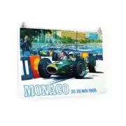 1968 Monaco Grand Prix Formula One Racing Print, Vintage Motorsports Poster