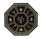 21" antique black marble table top coffee bird wall panel decor inlay malachite