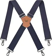 [WELKINLAND] Navy suspenders for men, 2 Inch Wide Work Suspenders, Heavy Duty Swivel Suspender, Mens Suspender for jeans, Big and tall suspenders for men, Navy