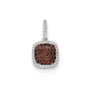 14K White Gold Real Diamond u0026 Pav?ó?é¼?í Red Real Diamond Pendant