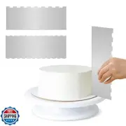 12 Inch Stainless Steel Cake Scraper Set of 2, Metal Cake Scraper Double Side